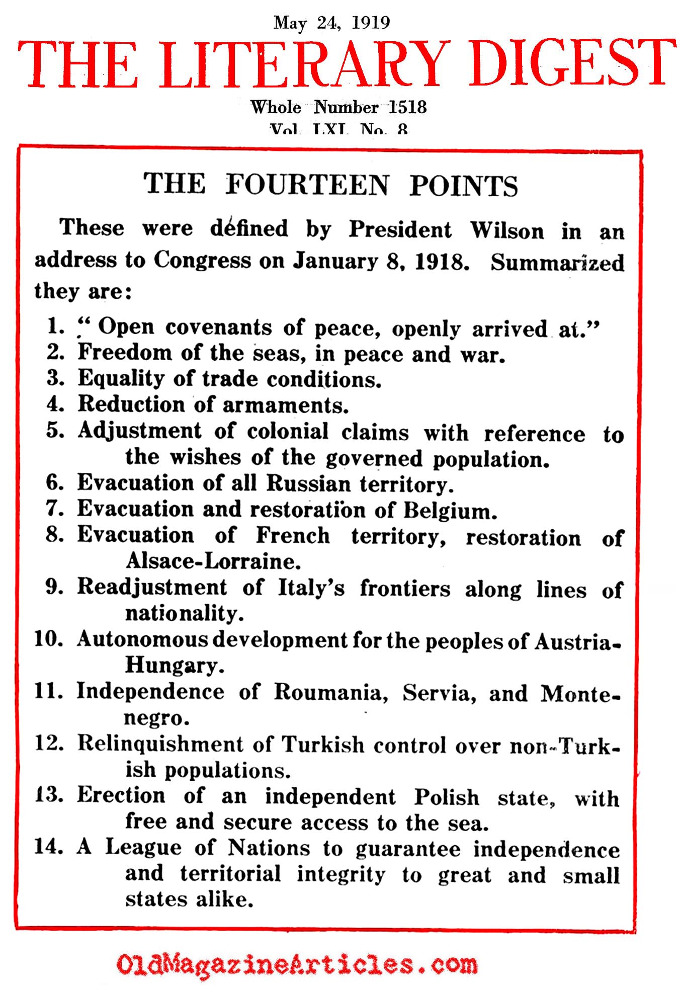 FOURTEEN POINTS SUMMARY WOODROW WILSON S FOURTEEN POINTS WILLSONS 