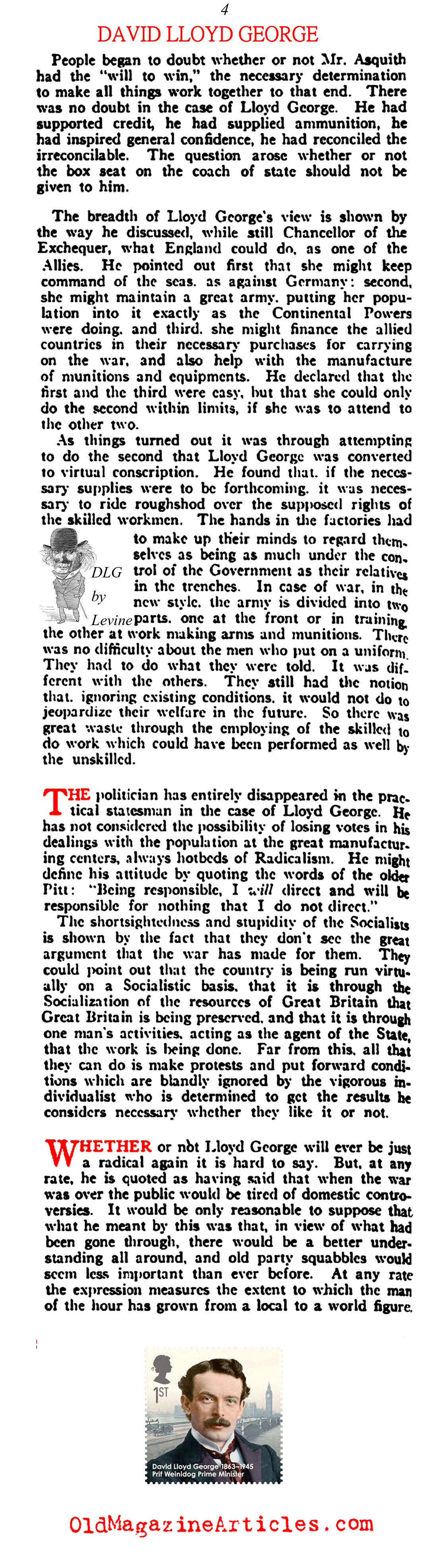 David Lloyd George (Vanity Fair Magazine, 1916)