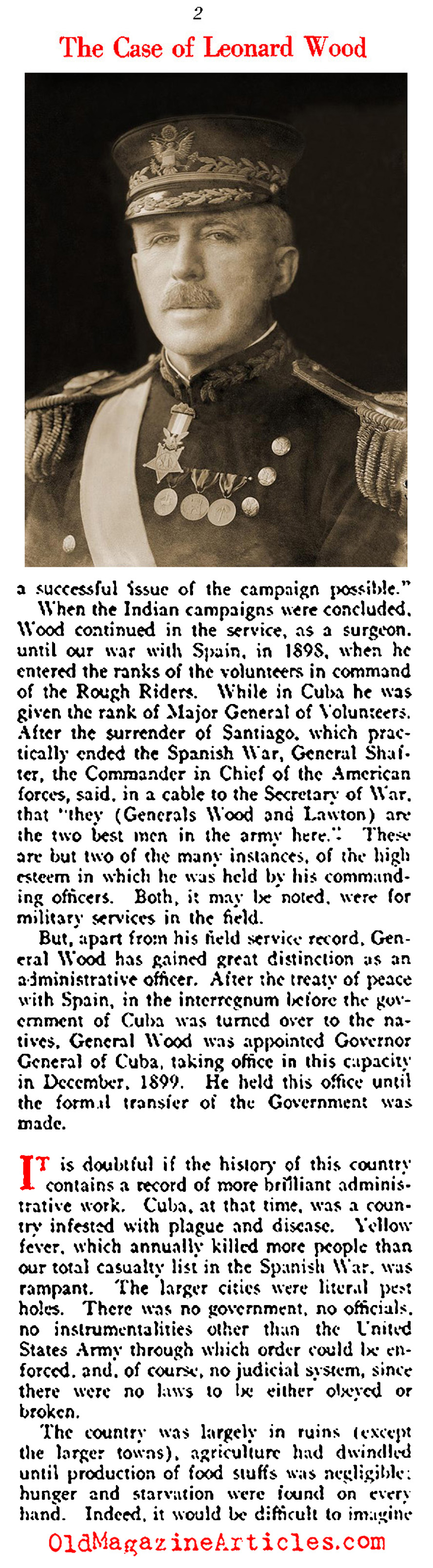 The Case for Leonard Wood (Vanity Fair Magazine, 1918)
