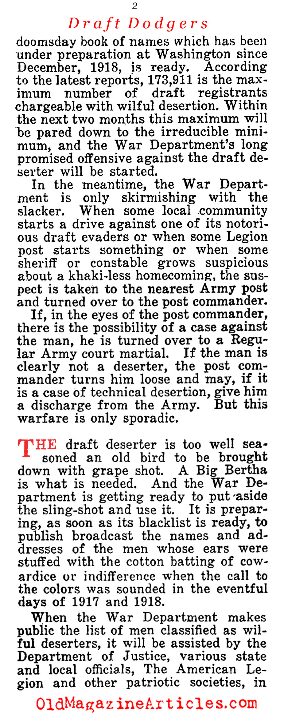 Crack of Doom for the Draft Dodgers (American Legion Weekly, 1920)
