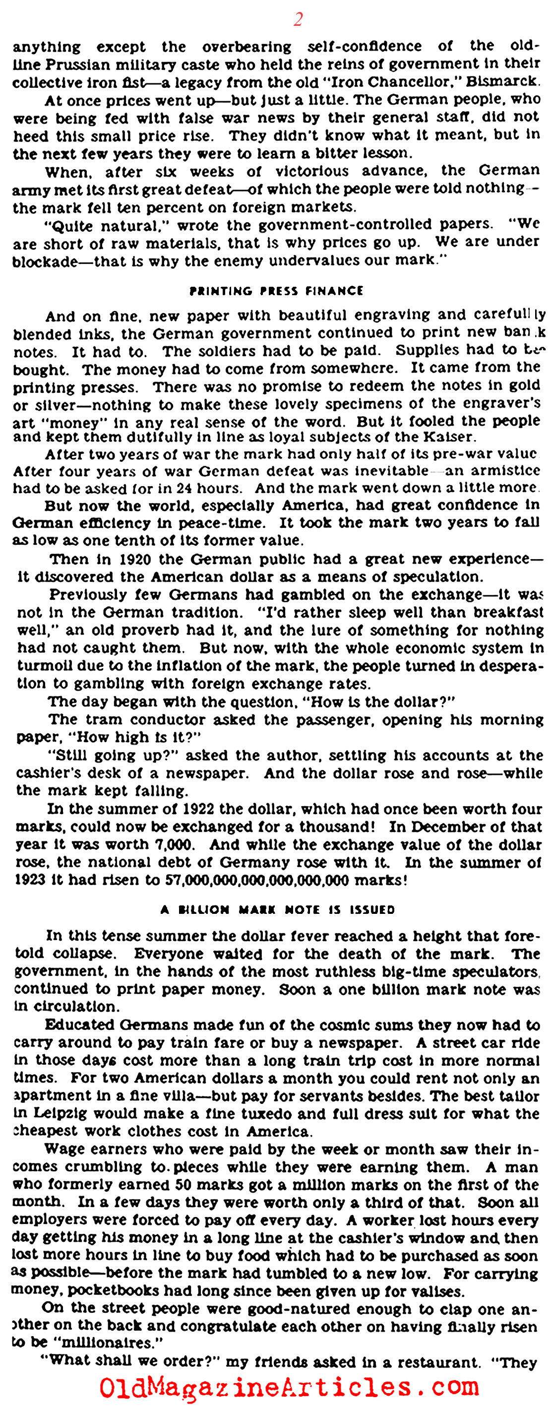 Rampant Inflation in Post-War Germany (Click Magazine, 1944)