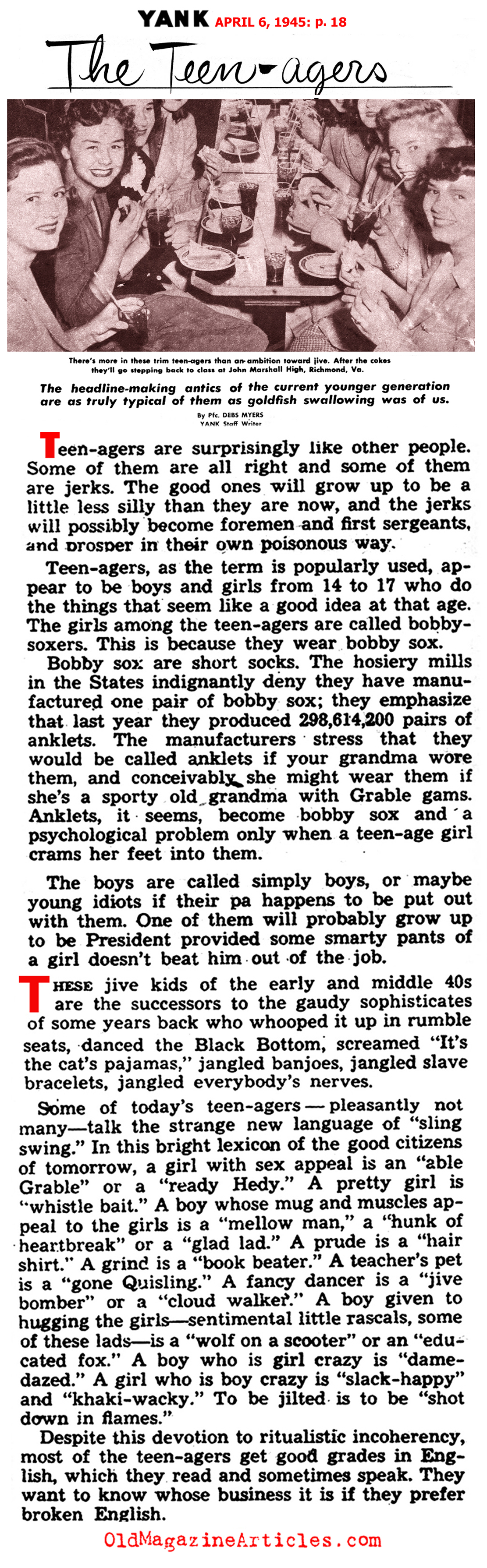 Teen Slang of the 1940s (Yank Magazine, 1945)