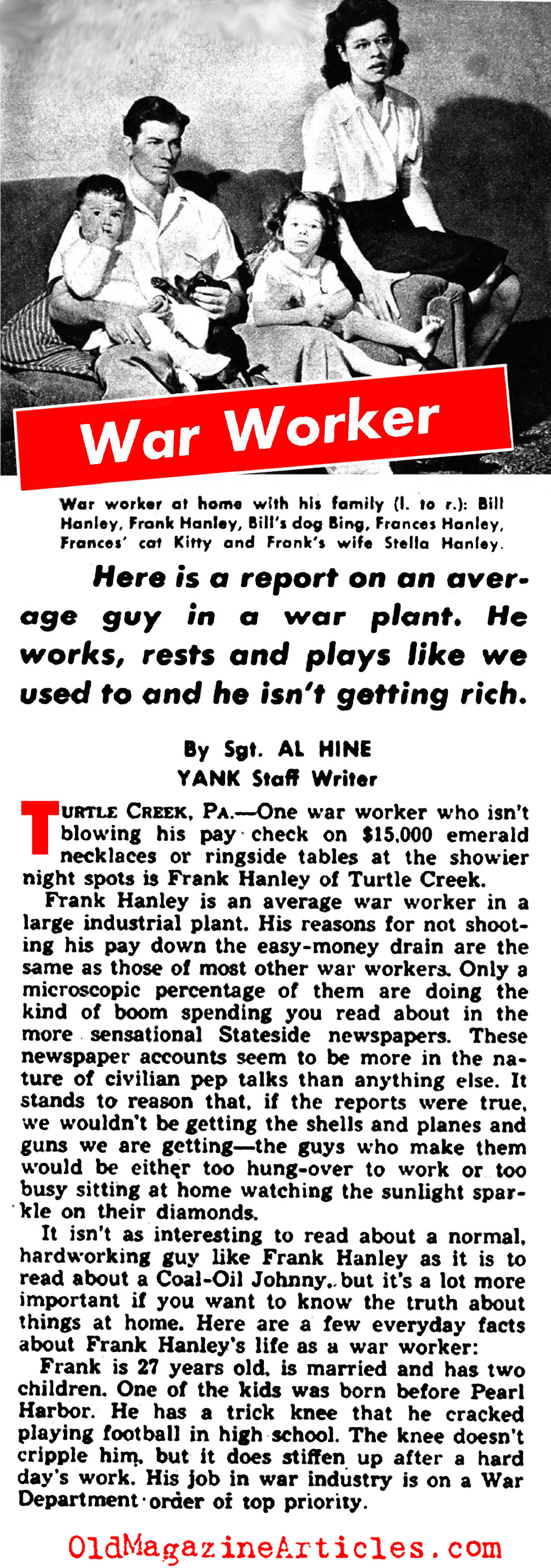Interview with a Home Front War Worker (Yank Magazine, 1944)