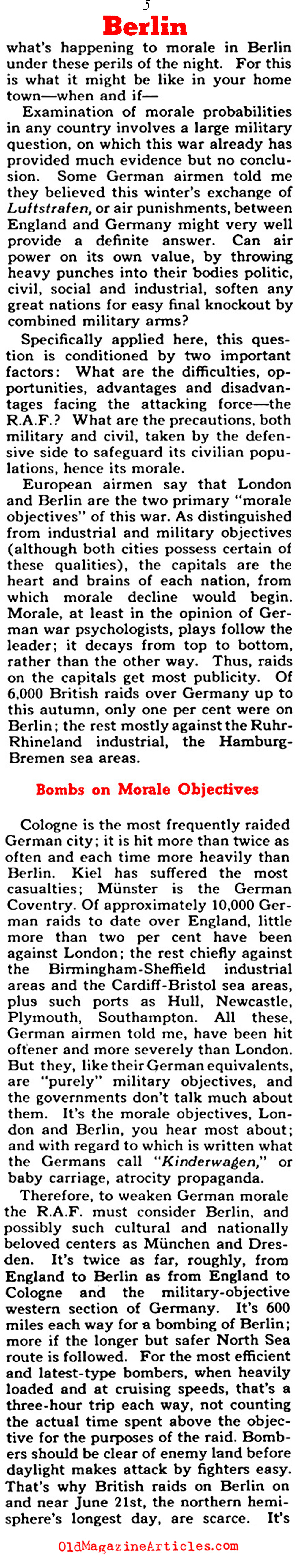 How Much Can the Germans Take? (Collier's Magazine, 1941)