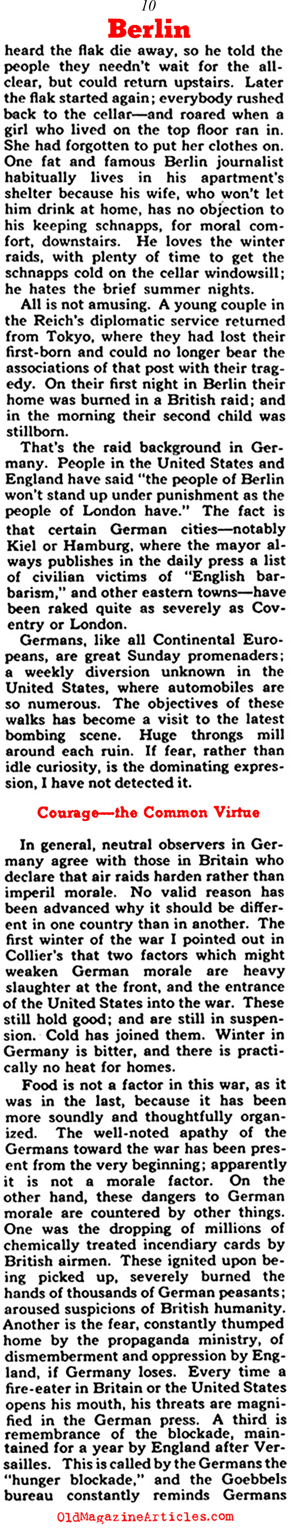 How Much Can the Germans Take? (Collier's Magazine, 1941)