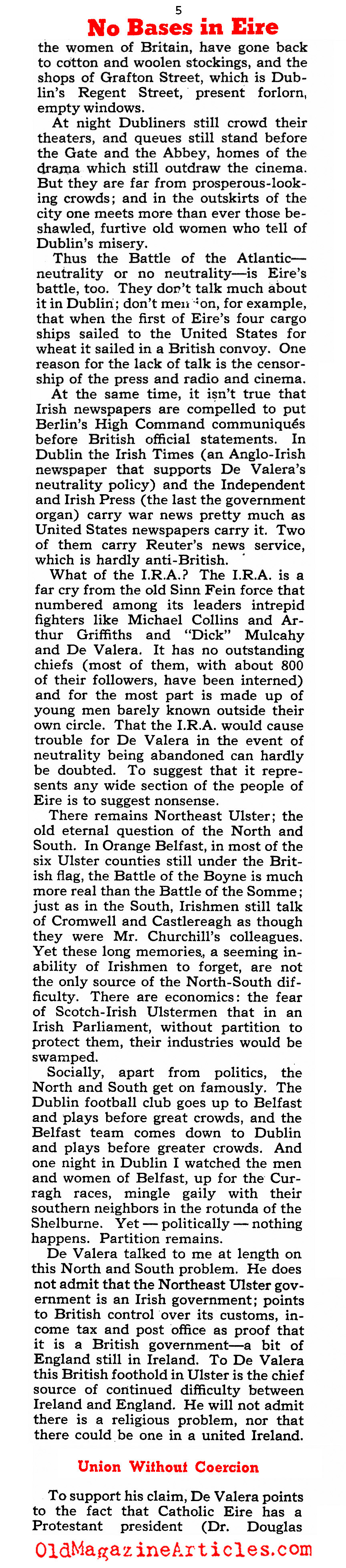 Ireland Bows Out of the War (Collier's Magazine, 1942)