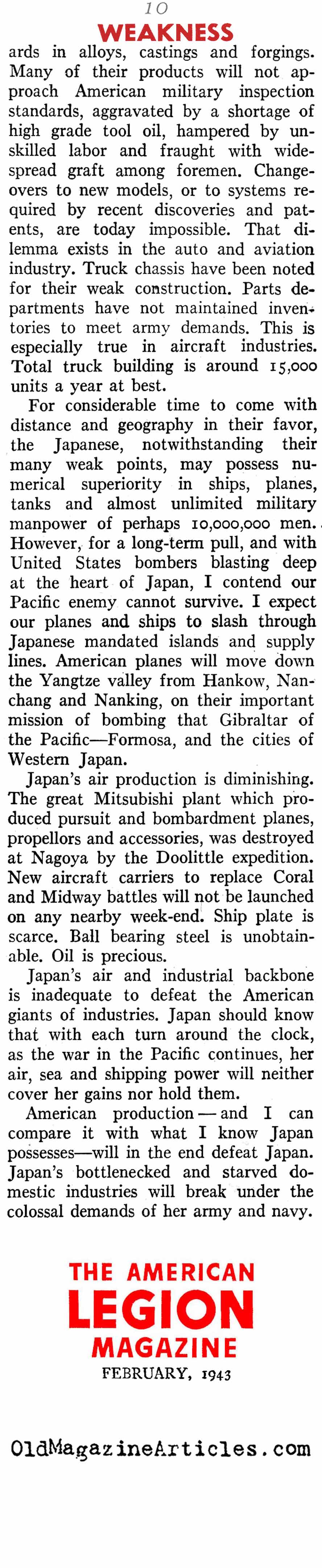 1943: The Year the Japanese Had Shot Their Wad (American Legion Magazine, 1943)