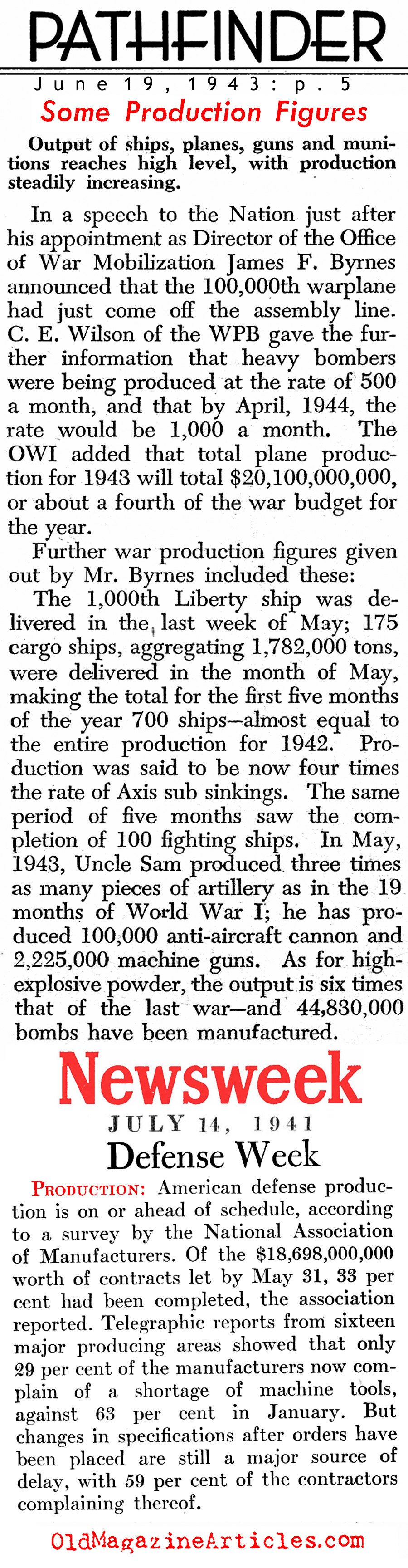 Mid-War Production Figures (Pathfinder Magazine, 1943)