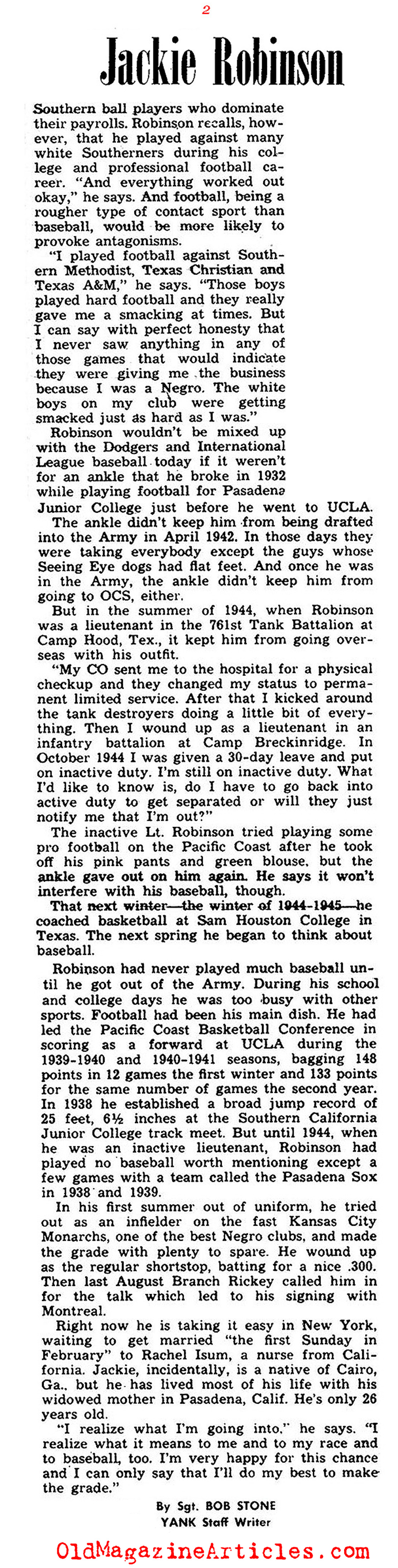 Jackie Robinson: In the Beginning (Yank Magazine, 1945)