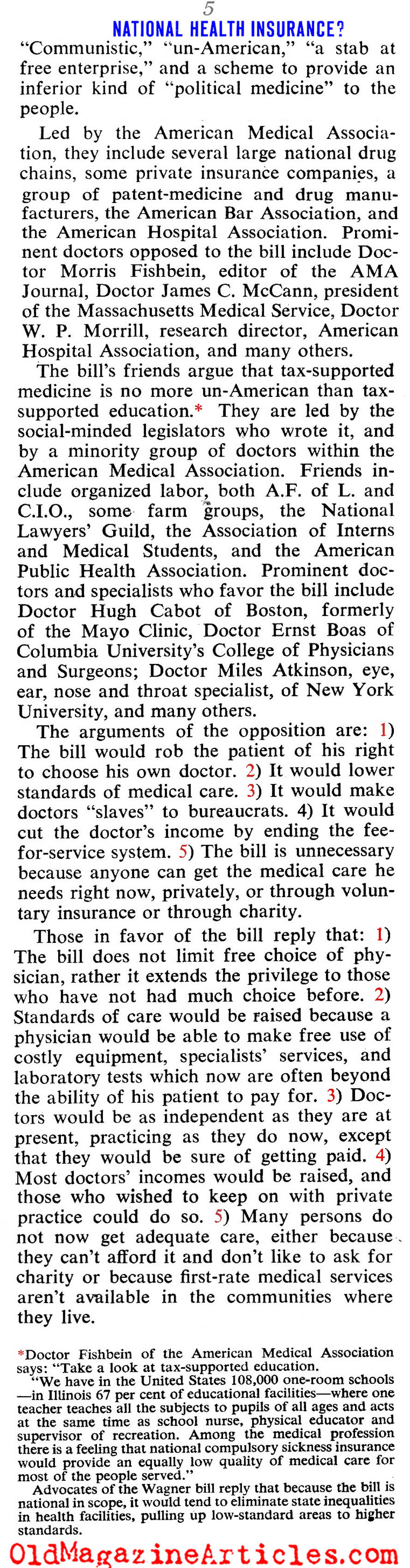 Weighing the Pros and Cons of Socialized Medicine (Collier's Magazine, 1945)