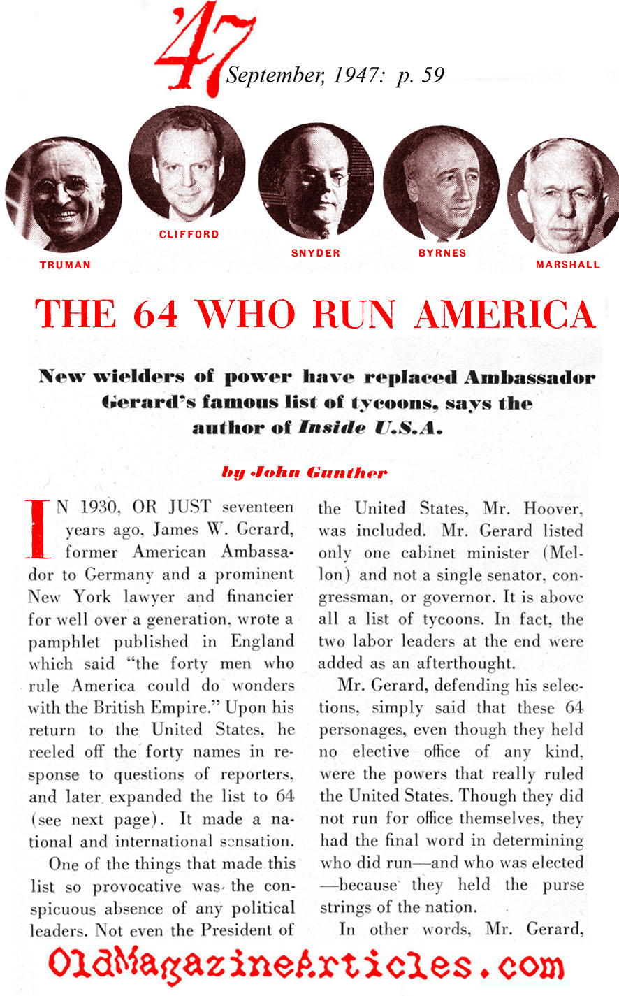 The Most Powerfull Men in Cold War Washington ('47 Magazine)