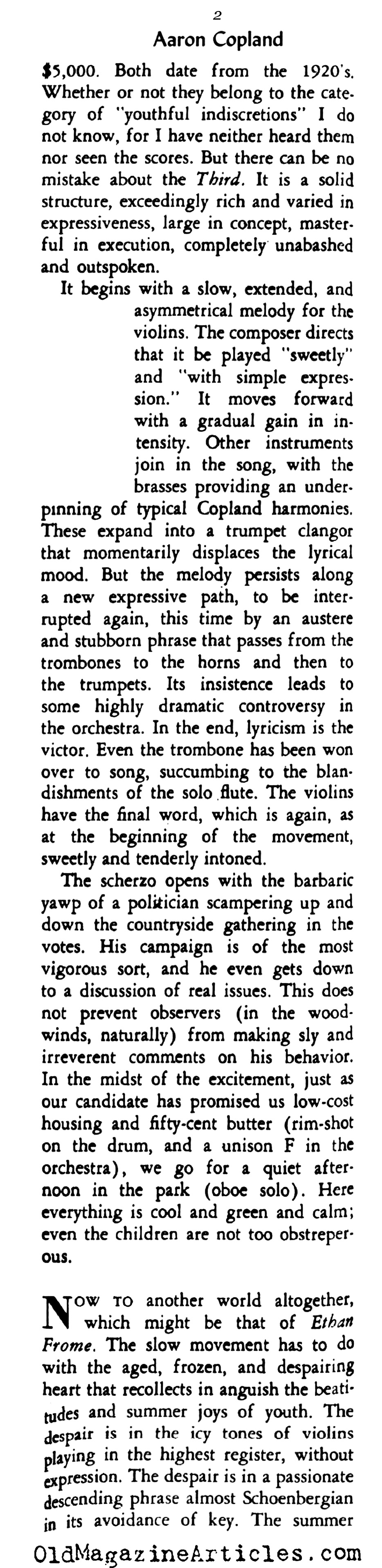 'Third Symphony' by Aaron Copland  (Rob Wagner's Script, 1948)