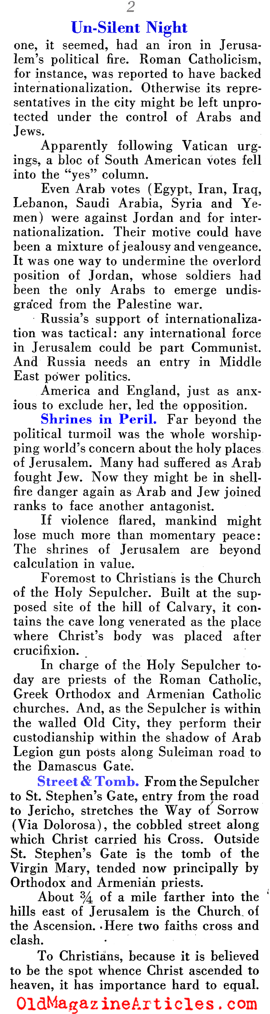 Israel: Home to Three Major Faiths (Pathfinder Magazine, 1949)