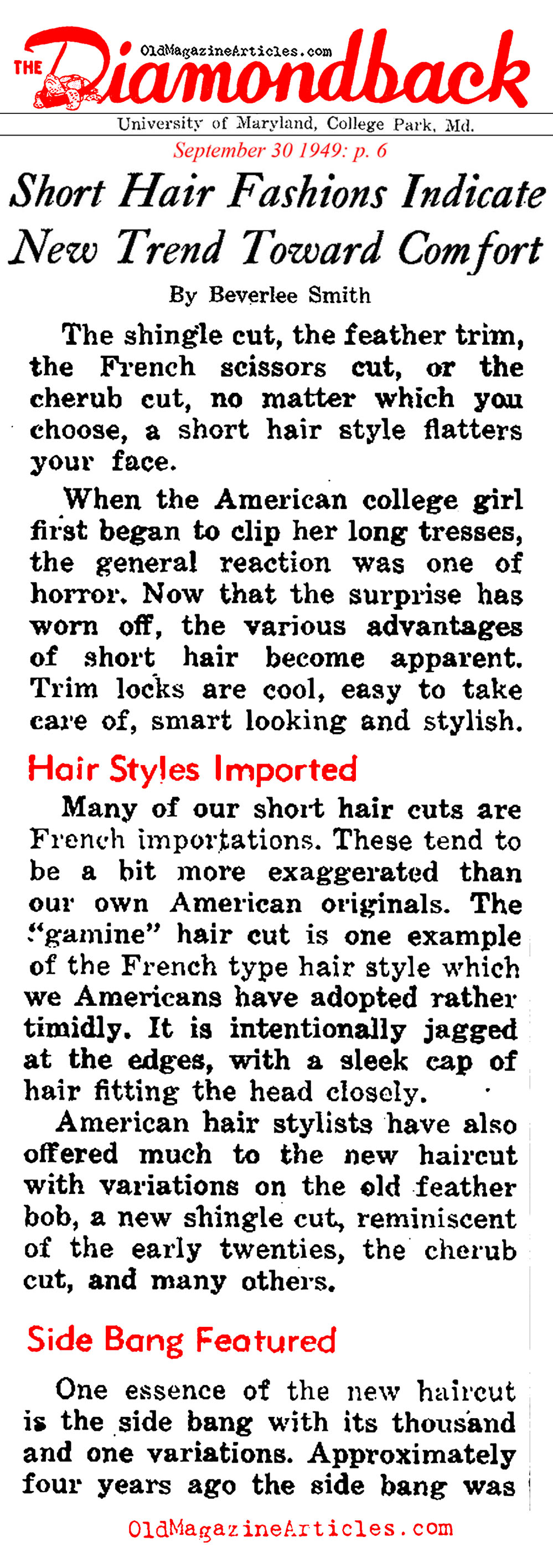 1940s Hairstyles 1950s Short Hairstyles College Hair Fashions