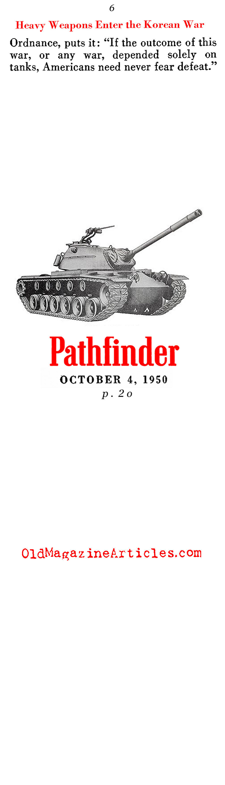 The Patton Tank (Pathfinder Magazine, 1950)
