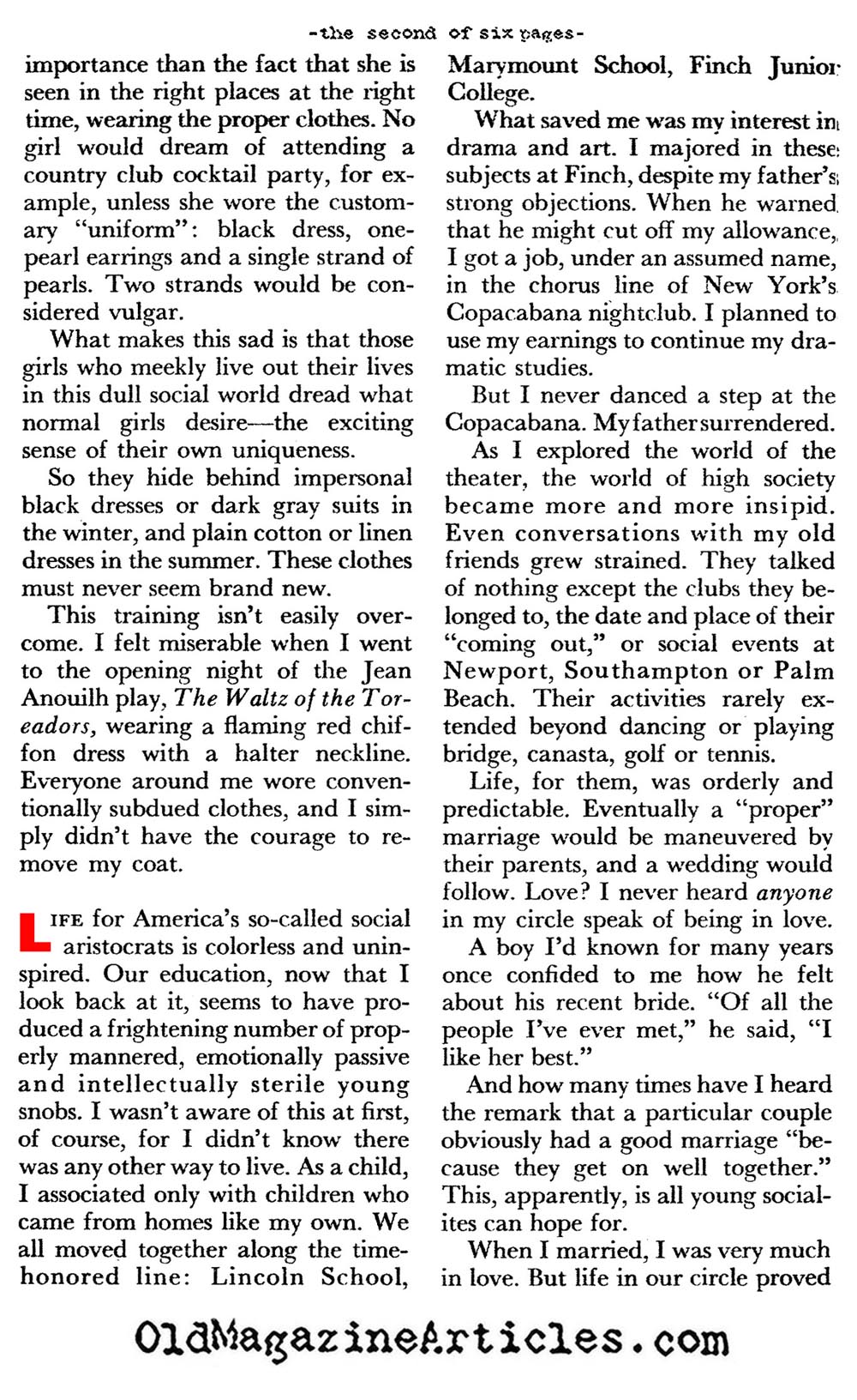 The Low State of High Society (Coronet Magazine, 1958)