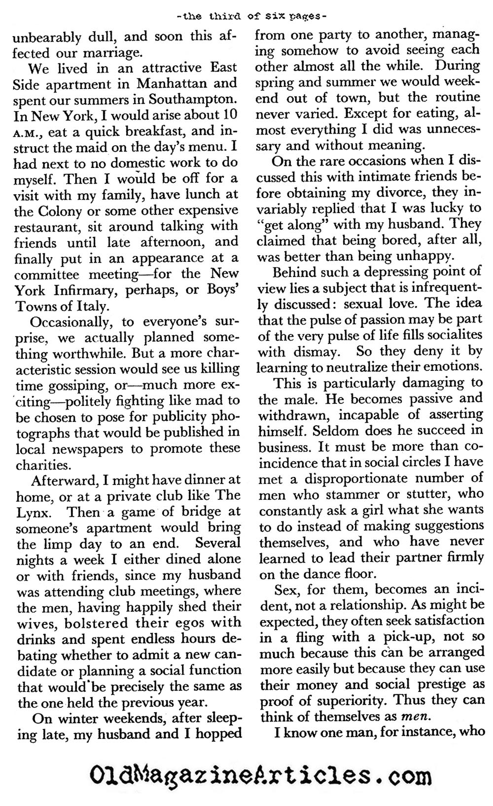 The Low State of High Society (Coronet Magazine, 1958)