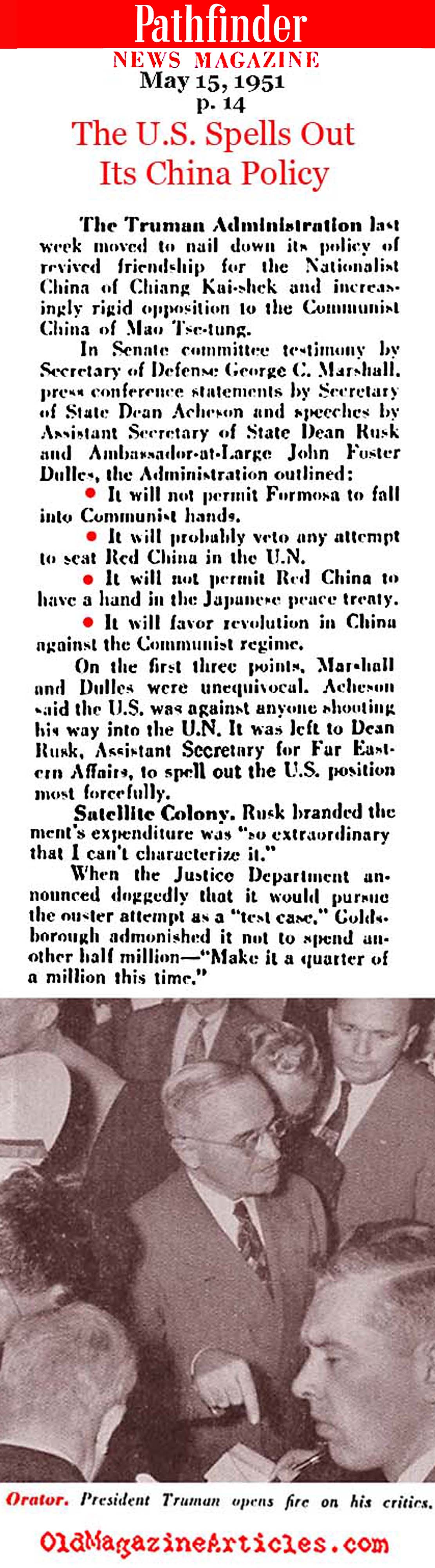 Truman's China Policy for 1951 (Pathfinder Magazine, 1951)