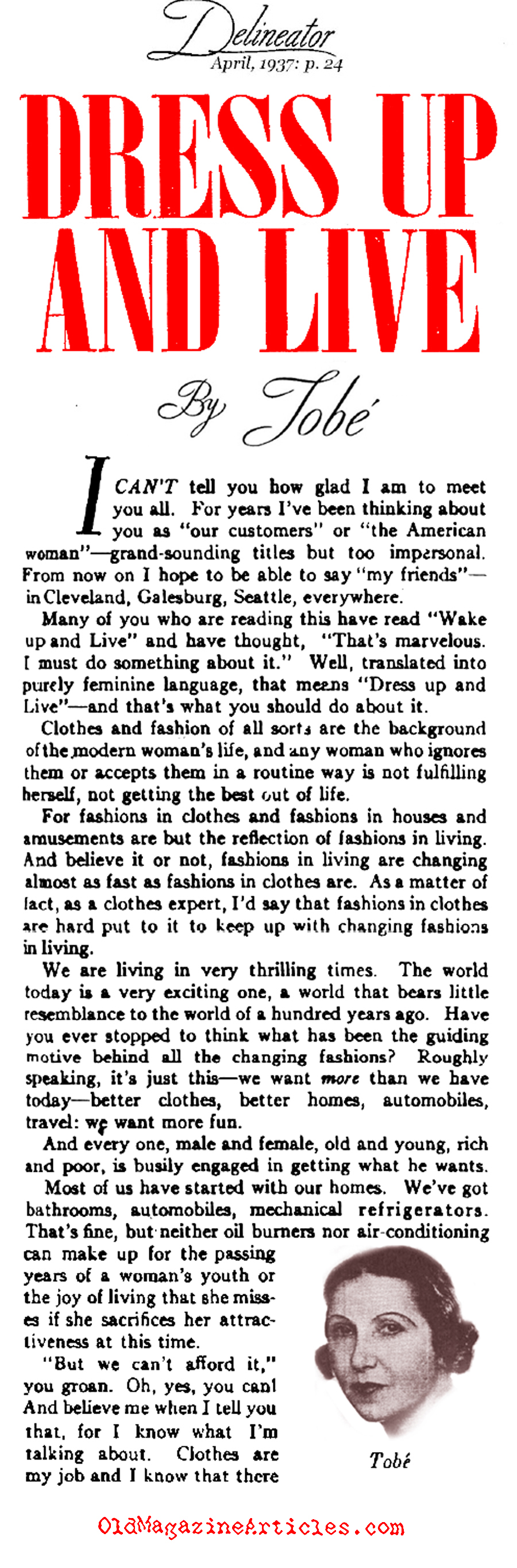Was Tob the First Fashion Stylist? (Delineator Magazine, 1937)