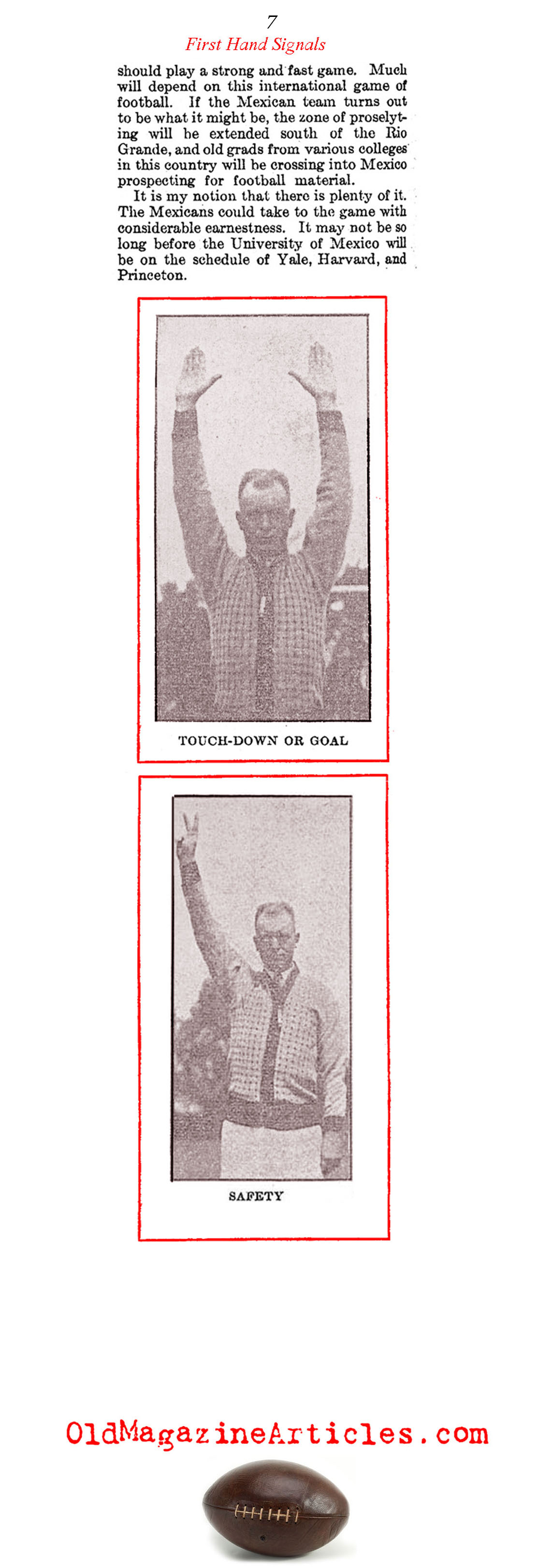 The Very First Football Referee Hand Signals (Literary Digest, 1929)
