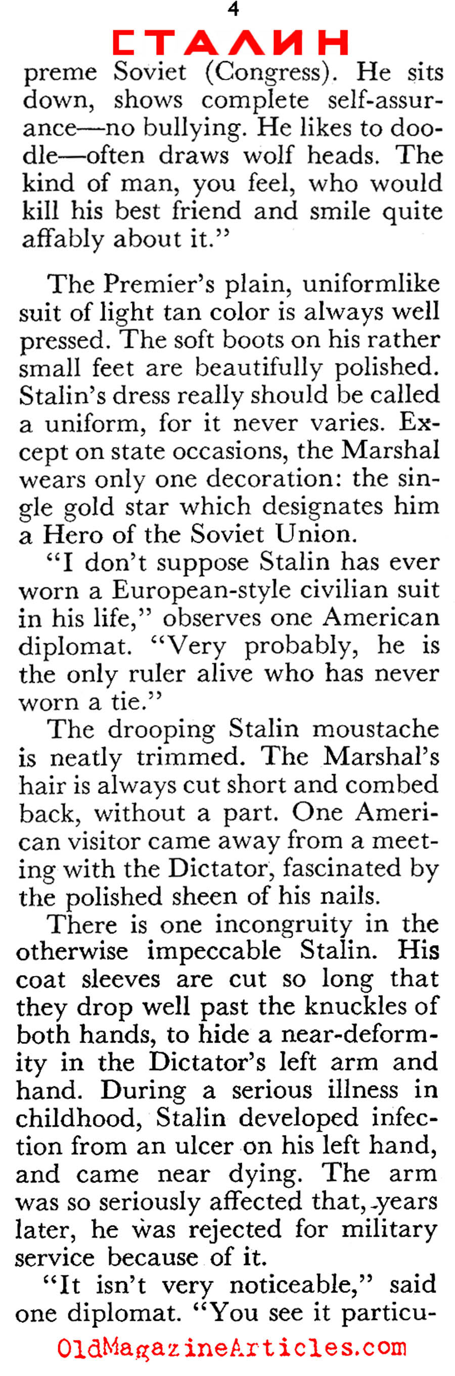 Stalin at 72 (Coronet Magazine, 1952)