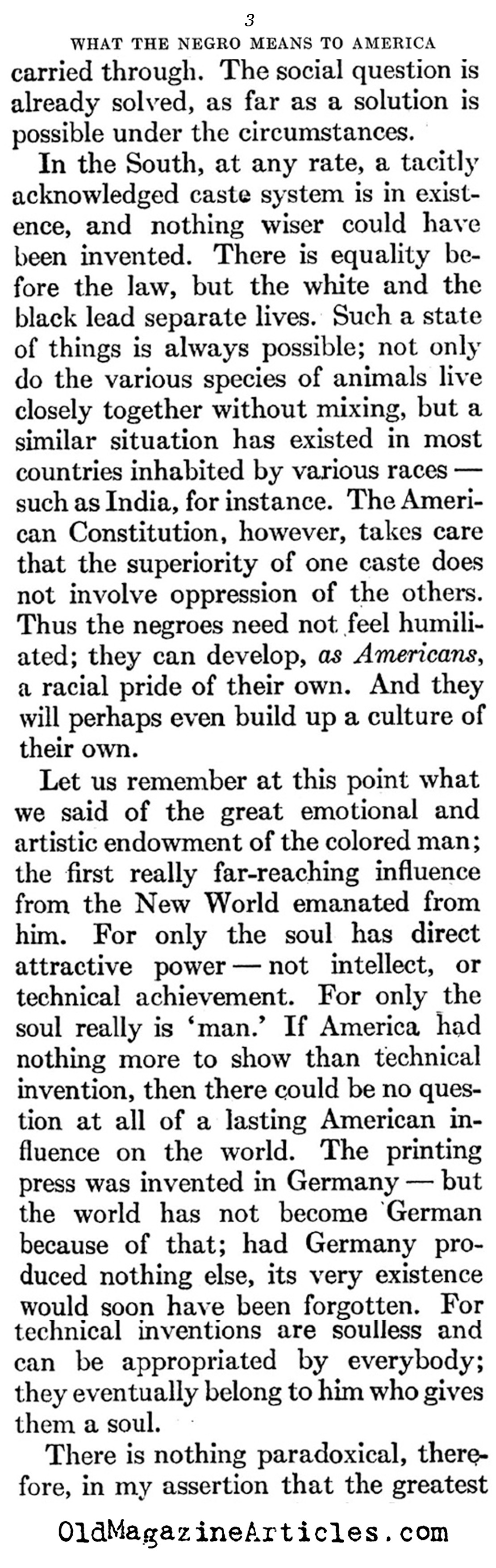 ''What the Negro Means to America'' (Atlantic Monthly, 1929)