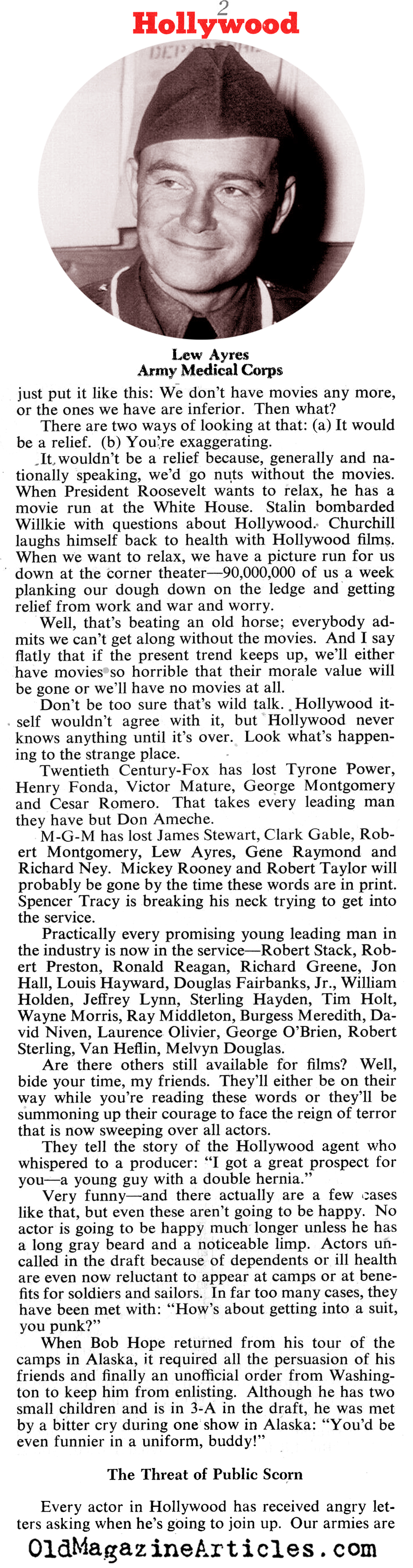 Hollywood Feels the Actor Shortages (Collier's Magazine, 1943)