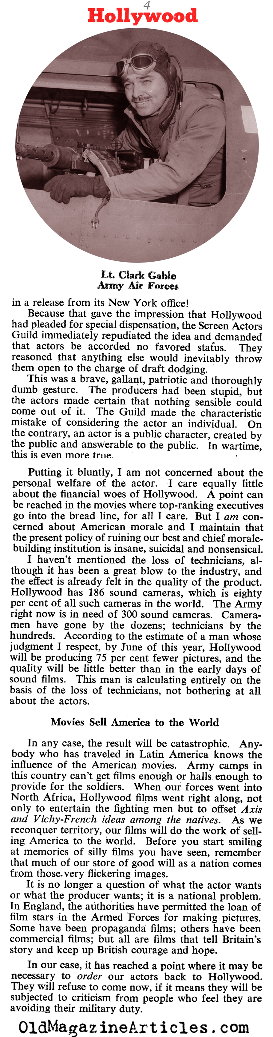 Hollywood Feels the Actor Shortages (Collier's Magazine, 1943)