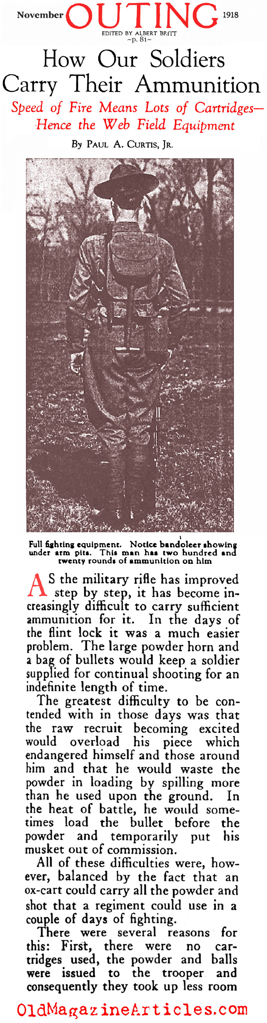The Evolution of the U.S. Army Web Belt (Outing Magazine, 1918)