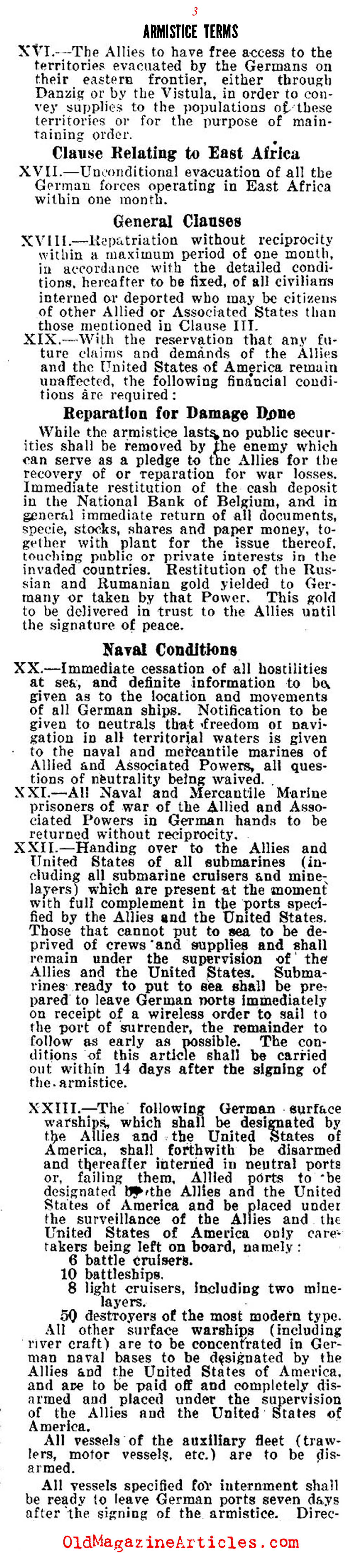 The Demands of the 1918 Armistice (The Stars and Stripes, 1918)