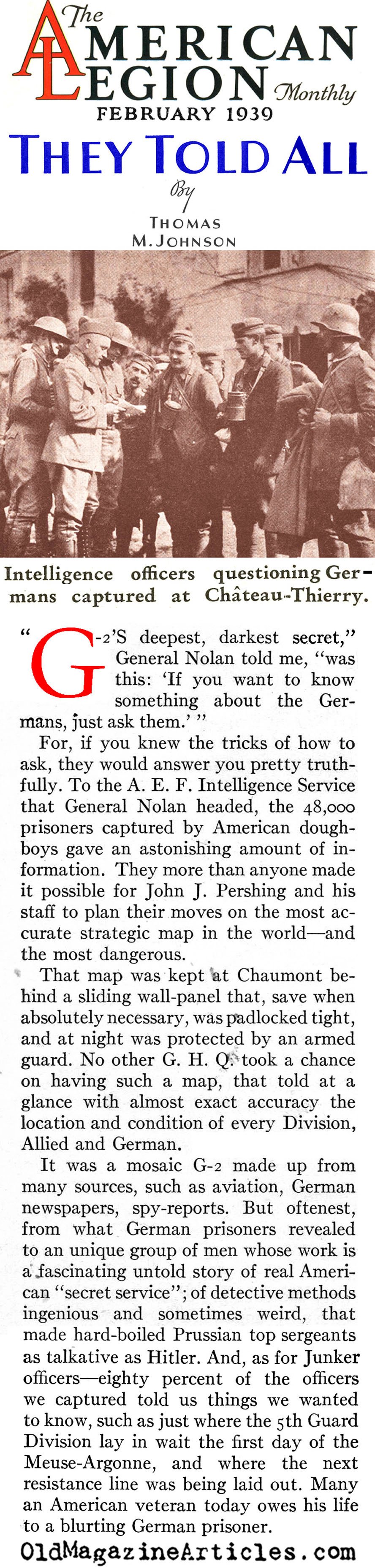 How the AEF Intelligence Service Did It (American Legion Monthly, 1939)