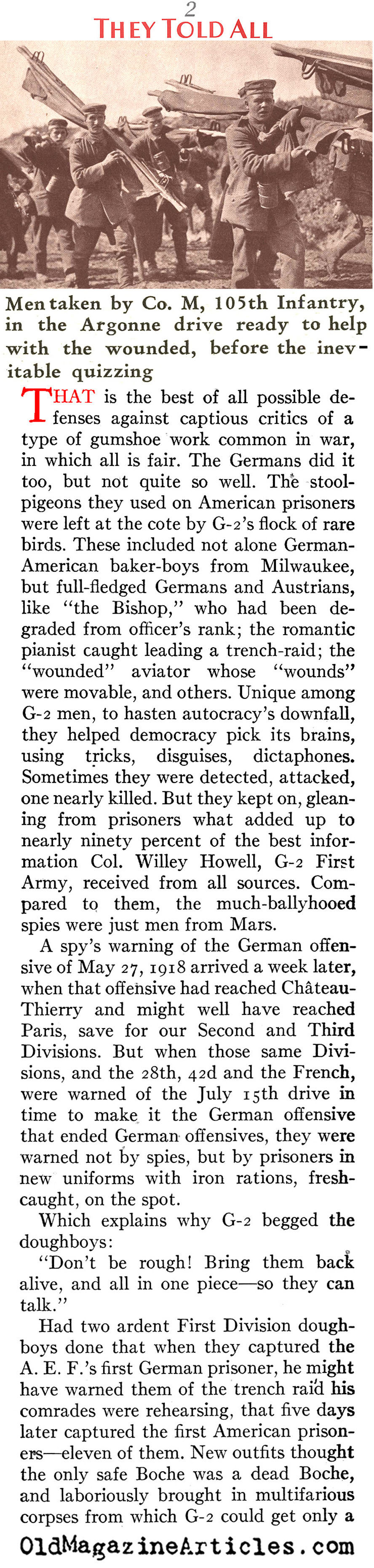 How the AEF Intelligence Service Did It (American Legion Monthly, 1939)