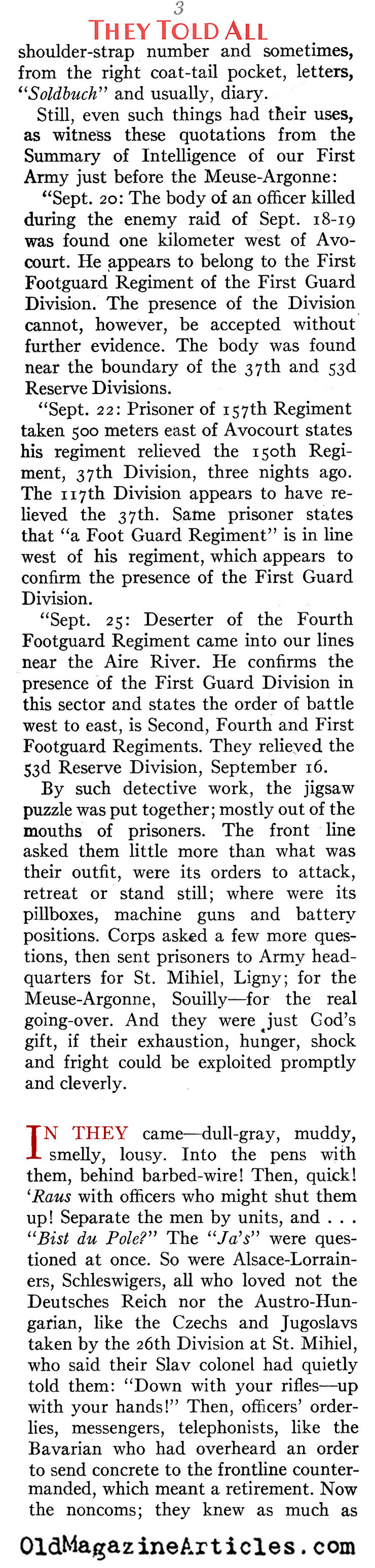 How the AEF Intelligence Service Did It (American Legion Monthly, 1939)