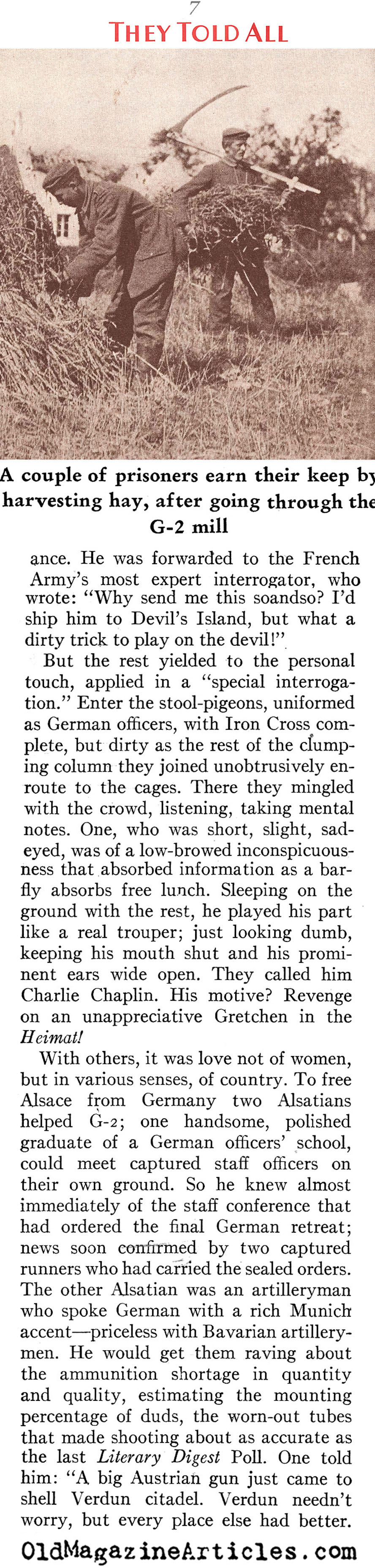 How the AEF Intelligence Service Did It (American Legion Monthly, 1939)