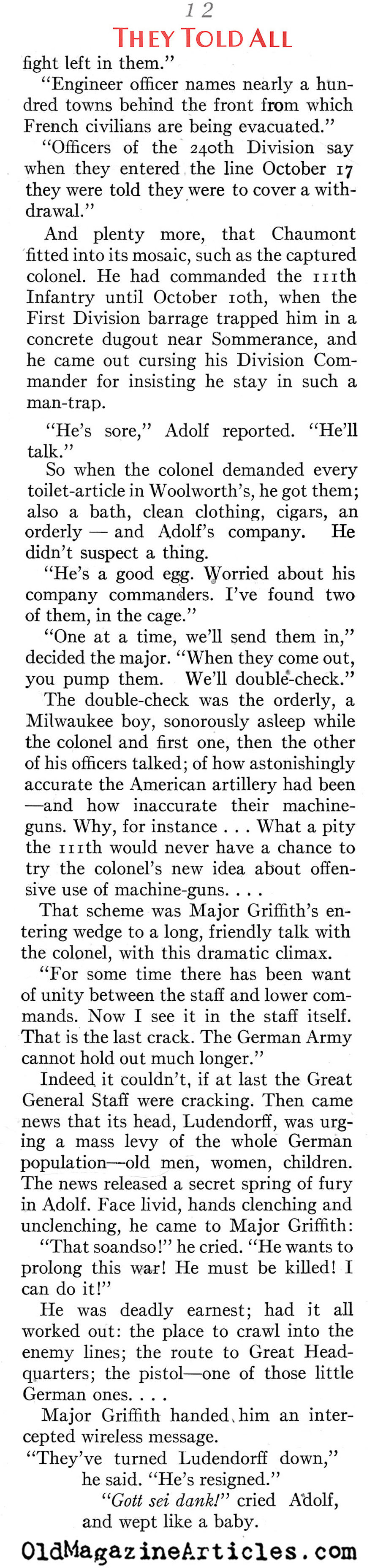 How the AEF Intelligence Service Did It (American Legion Monthly, 1939)