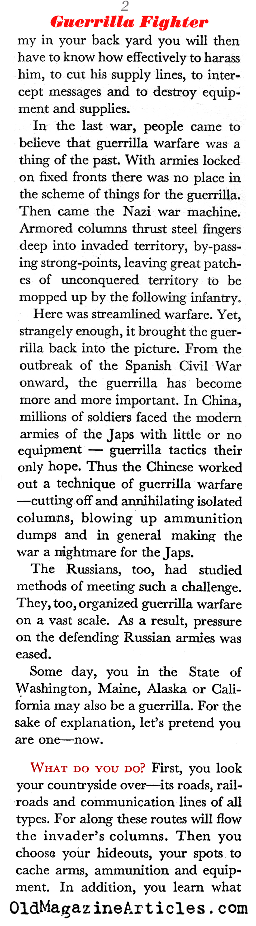 So, You Want to Be a Guerrilla? (Coronet Magazine, 1942)