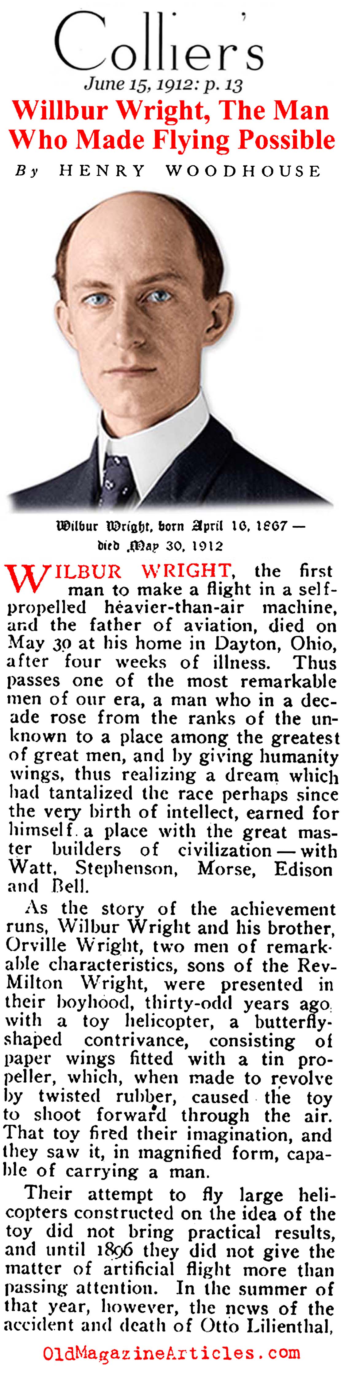 Wilbur Wright, R.I.P. (Collier's, 1912)
