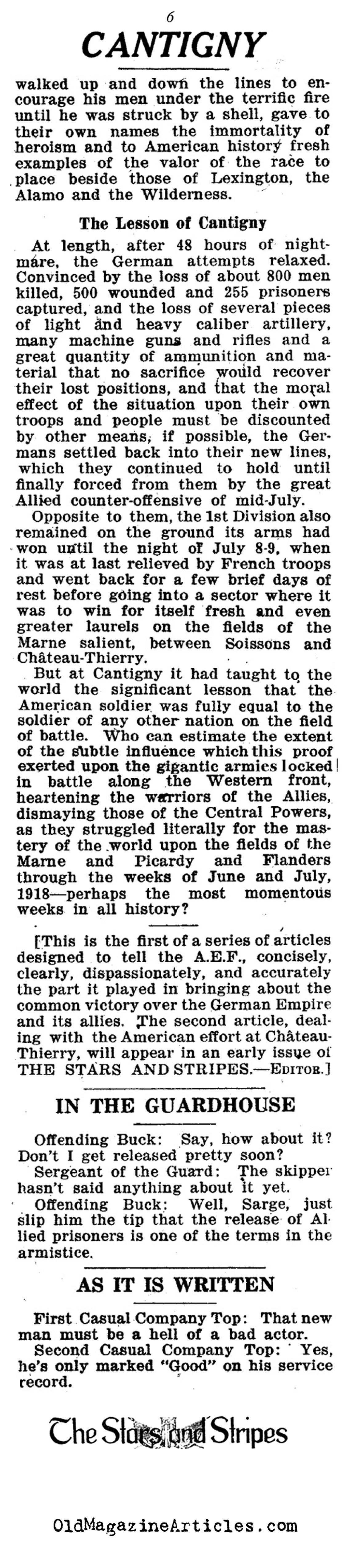 The Battle at Cantigny (The Stars and Stripes, 1918)