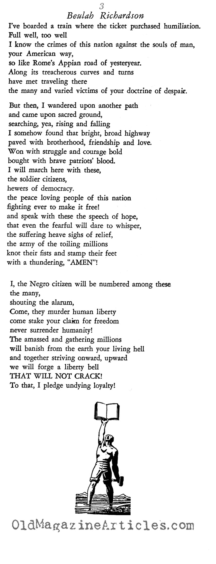 A Poem of Outrage (Masses and Mainstream, 1955)