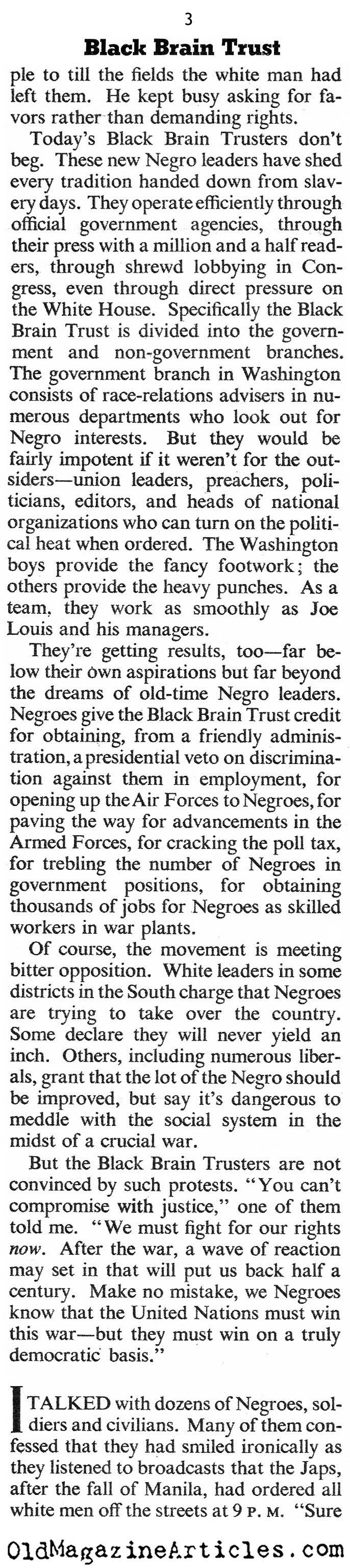''The Black Brain Trust'' (The American Magazine, 1943)