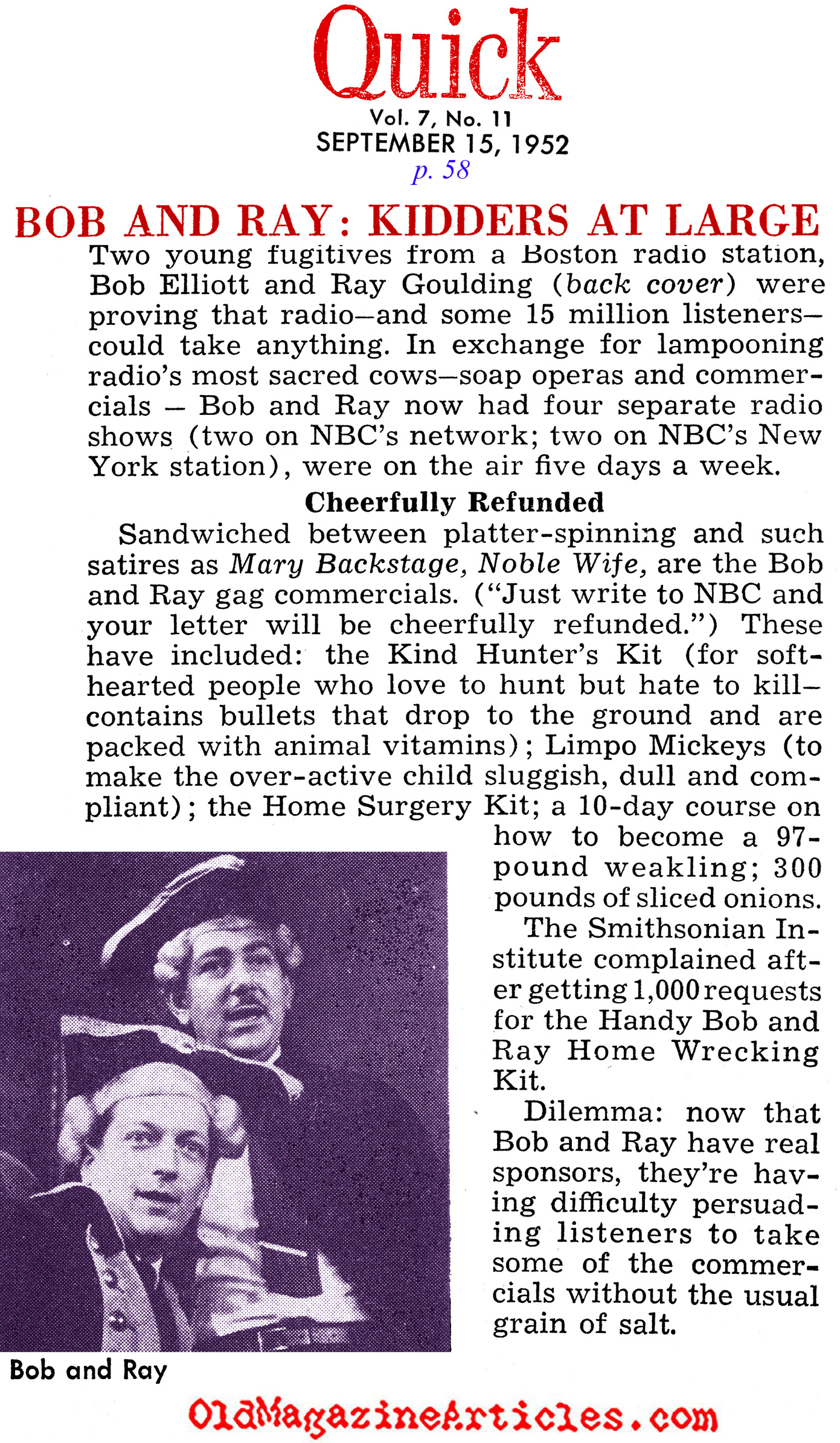 The Timeless Comedy of Bob and Ray (Quick Magazine, 1952)