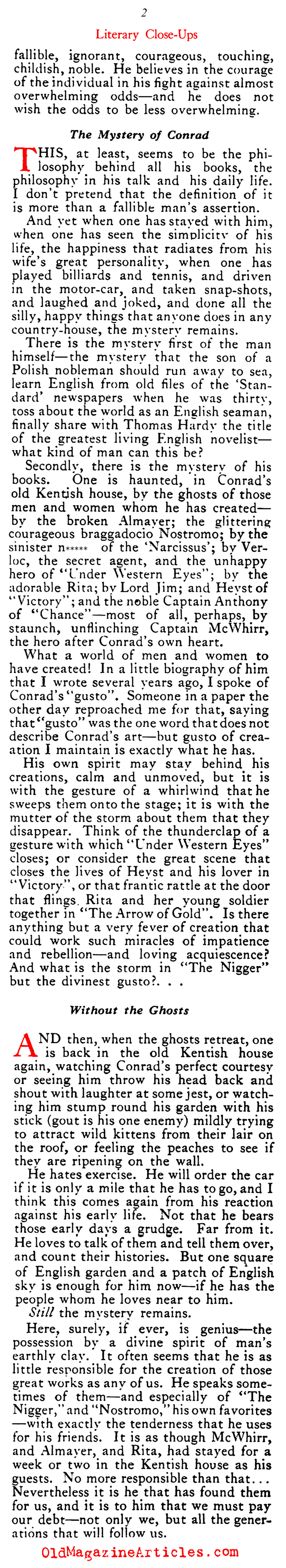 Joseph Conrad as Interviewed by Hugh Walpole (Vanity Fair, 1919)