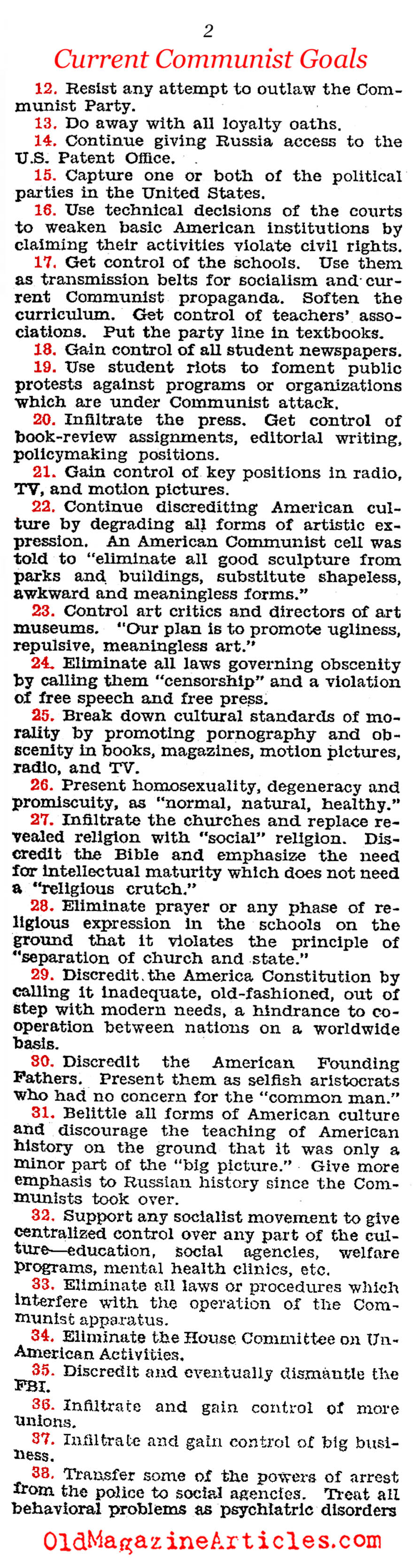 Red Goals For American Society (Congressional Record, 1963)