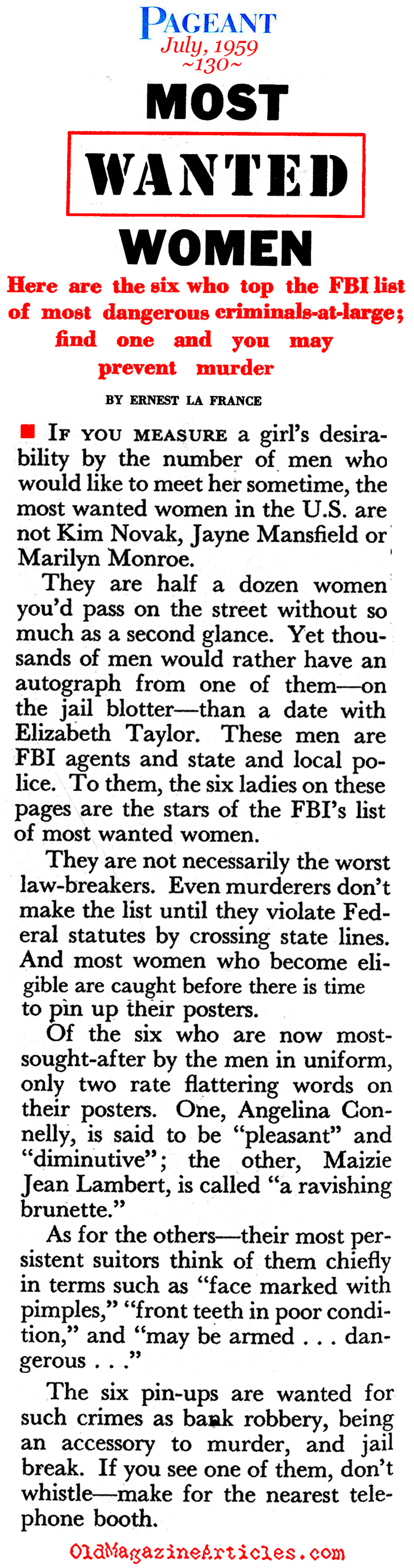 Women Criminals (Pageant Magazine, 1959)