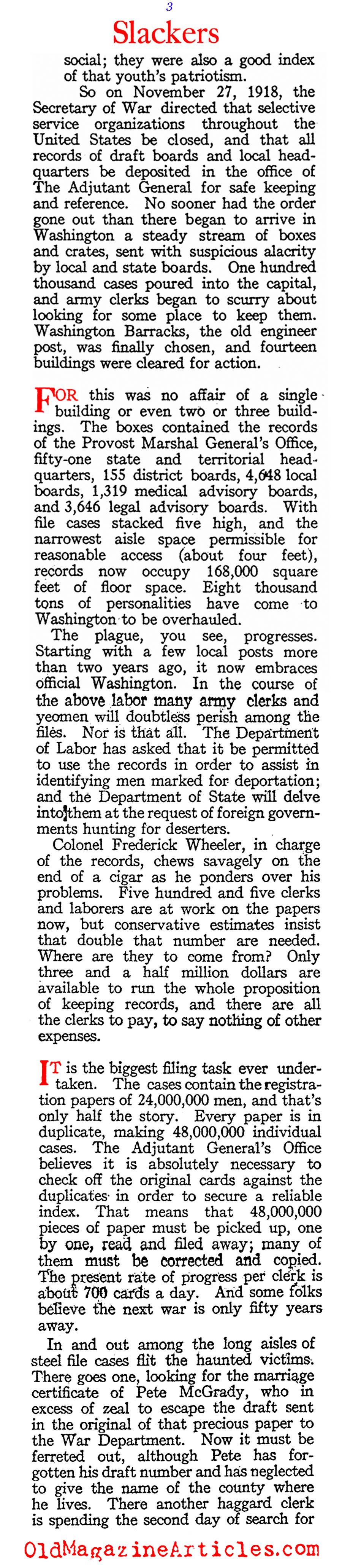 In Search of the W.W. I Draft Dodgers (American Legion Weekly, 1920)