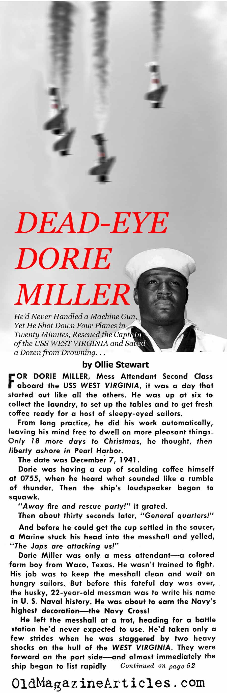 Dorie Miller at Pearl Harbor  (Bluebook Magazine, 1962)