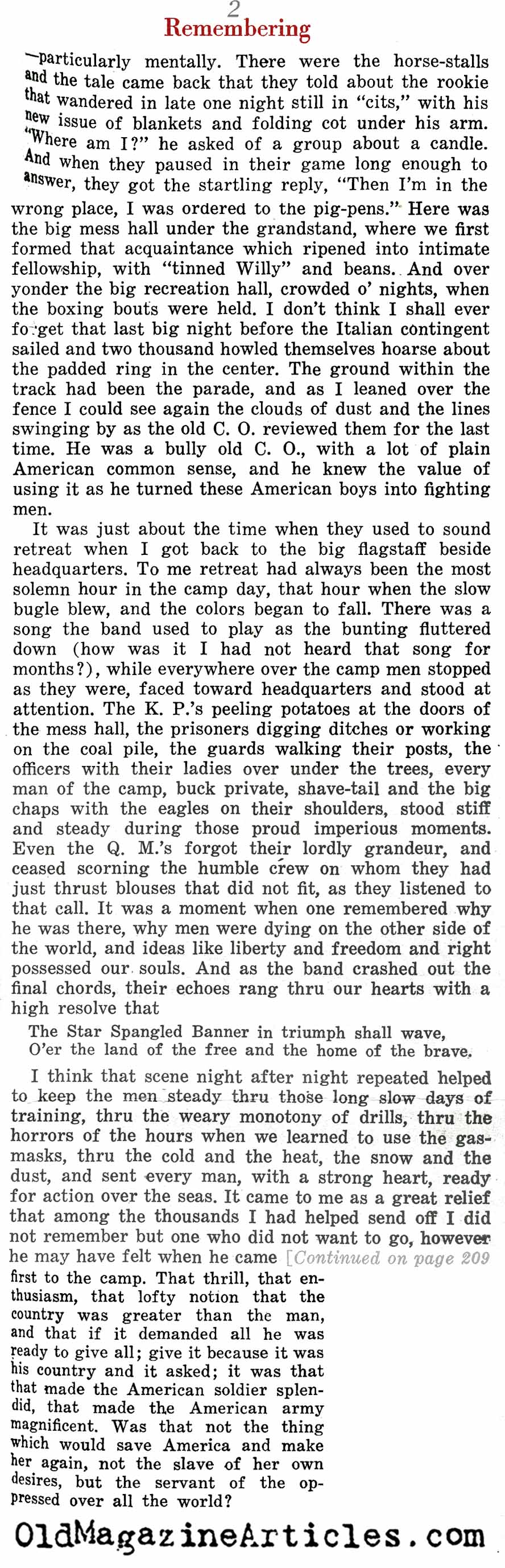 A Doughboy Remembers (The Independent, 1920)