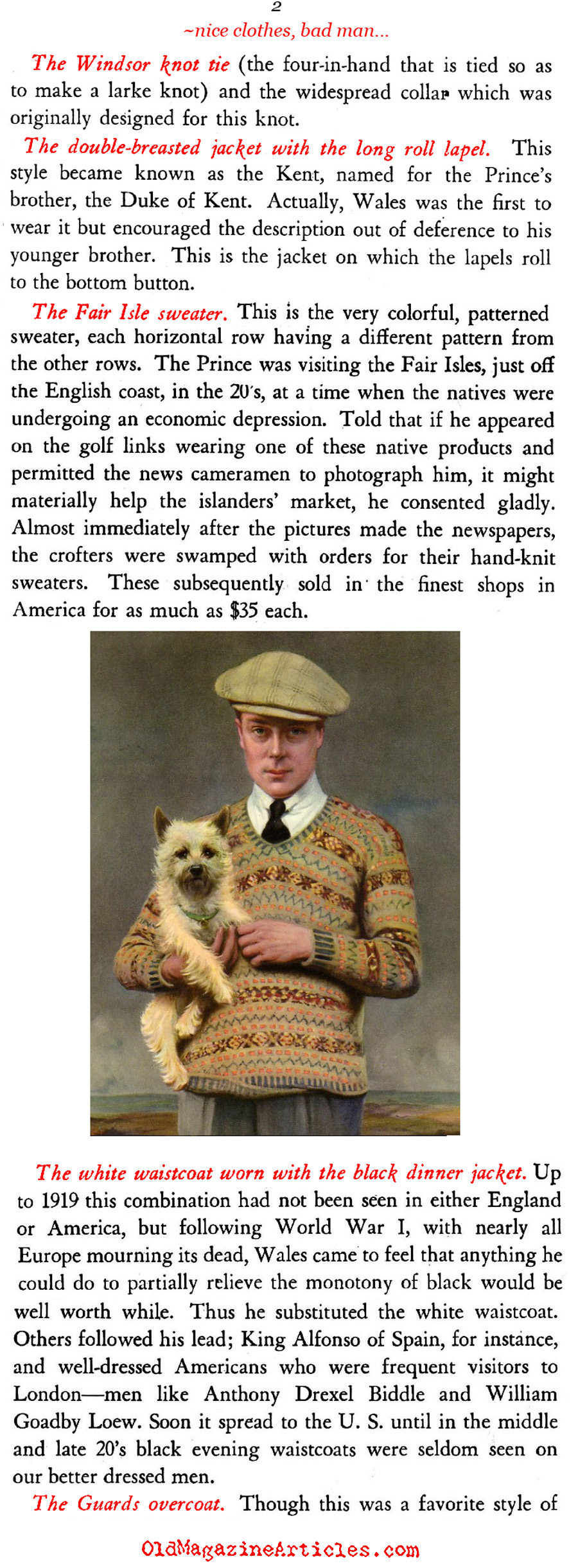 The Duke of Windsor Influences (Men's Wear, 1950)