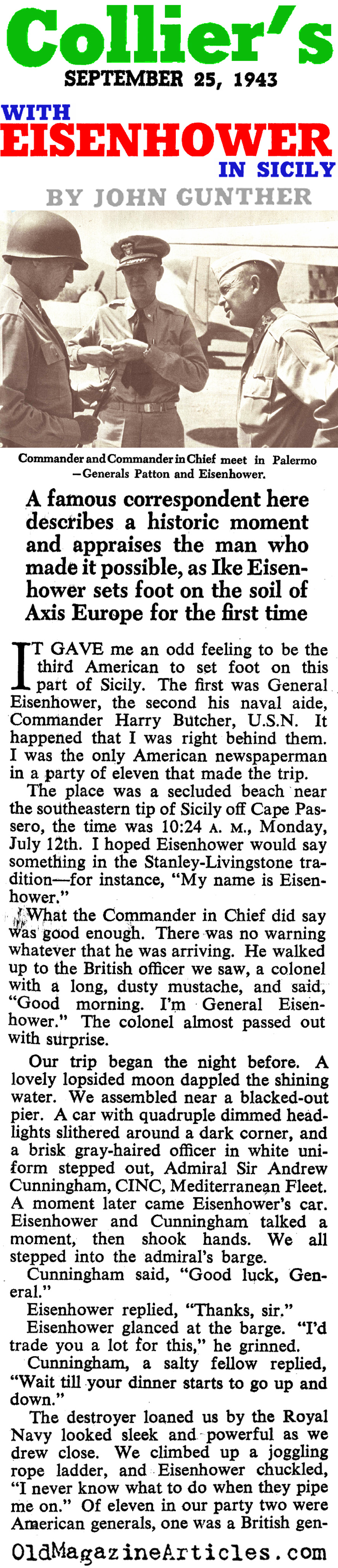 ''With Eisenhower in Sicily'' (Collier's Magazine, 1943)