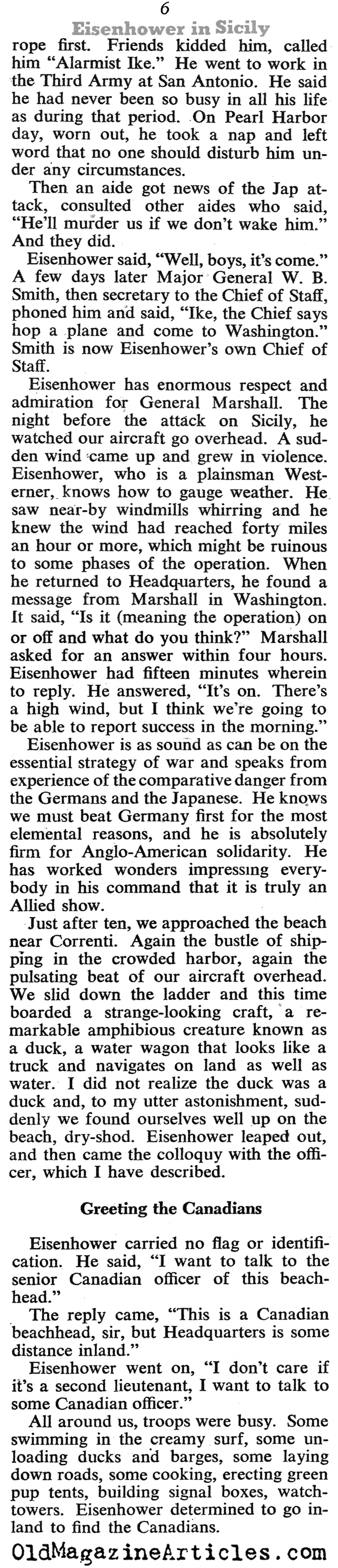 ''With Eisenhower in Sicily'' (Collier's Magazine, 1943)